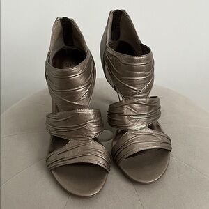 Guess Metallic Bronze Open-Toe Wrap Heels